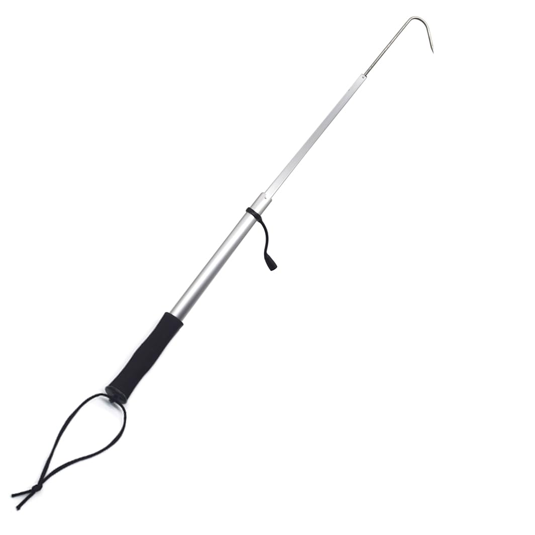 Telescopic Fishing Gaff with Super Sharp Spear Hook Lightweight Aluminium Alloy Hand with Soft EVA Nonslip Handle and Lanyard for Saltwater Ice Boat Kayak Fishing etc (Size M:15.4-35.4inch)